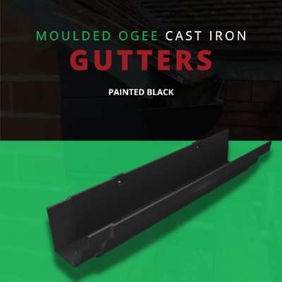 'Painted Black' Cast Iron Moulded Ogee Gutters 