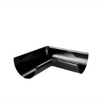 125mm Half Round Internal Angle 90° c/w Unions (Jet Black)