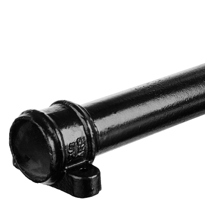 4'' Round 6ft Downpipe Length + Cast Eared Collar  Black