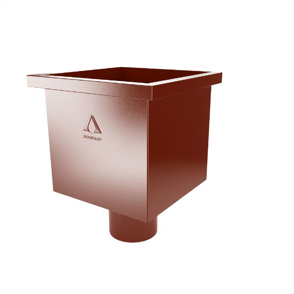 Rectangular Hopper - 100mm Outlet (Oxide Red)