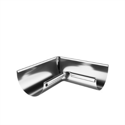 125mm Half Round Internal Angle 90° c/w Unions (Galvanised)